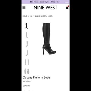 Nine West Quizme Leather Platform Boots Size 6M